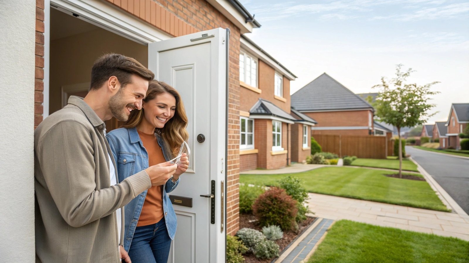 First-time home buyers with keys