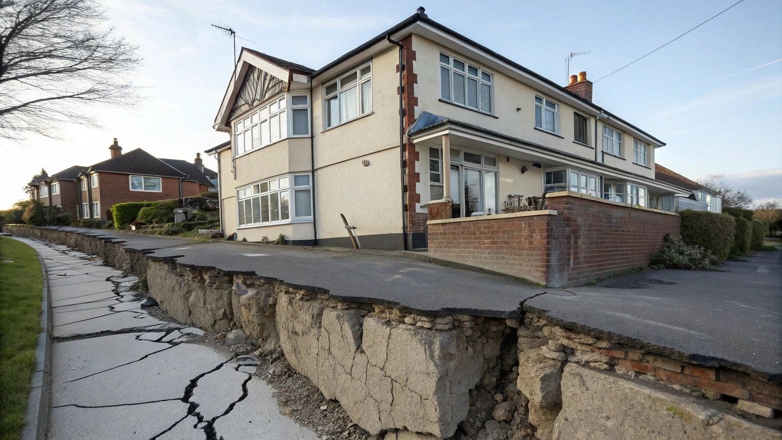 Subsidence damage with foundation cracks