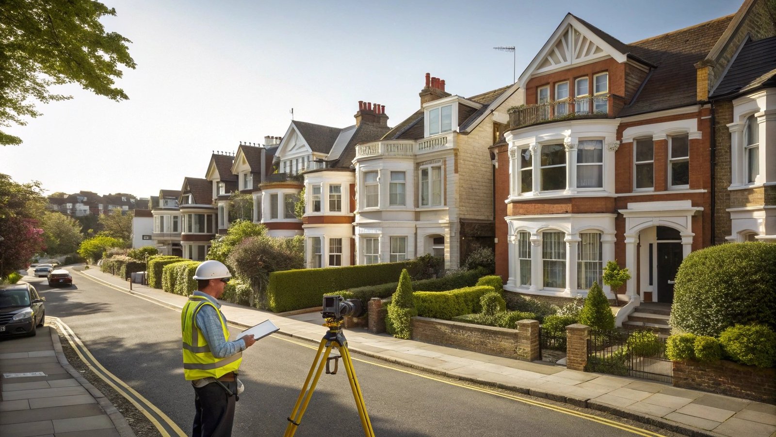 Professional surveyor inspecting UK residential property